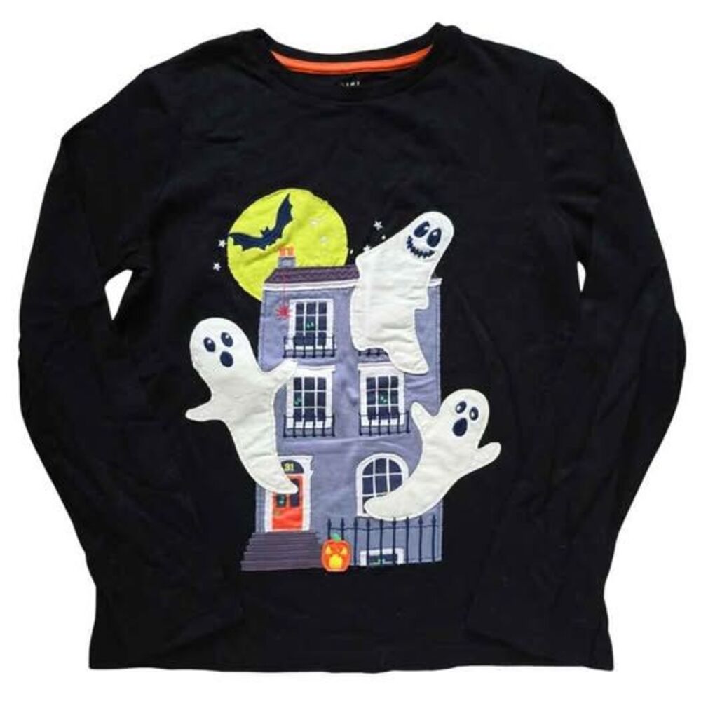MINI BODEN Halloween Ghost Shirt Applique 11-12Y Boys
